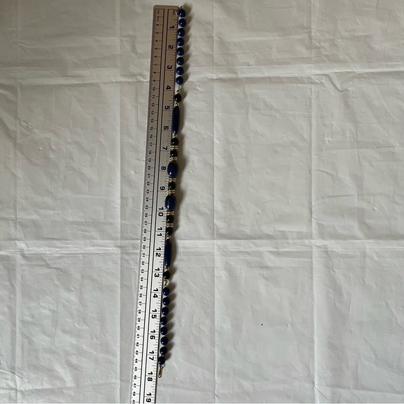 ๐ฟ Vintage: Blue  and Gold Costume Jewelry Necklace ๐ฟ - Picture 7 of 8